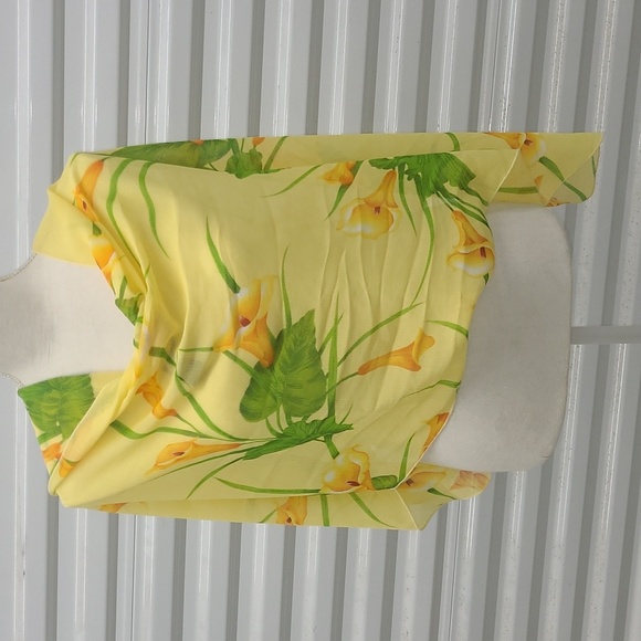 Scarf Wrap Buttery Yellow Calla Lillies Floral Sheer Chiffon Vintage Lightweight - Picture 8 of 8